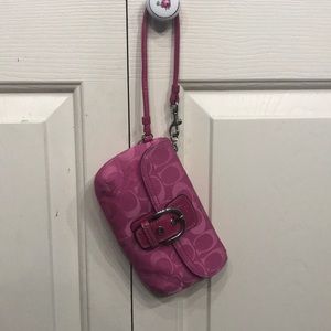Pink Coach Buckle Wristlet